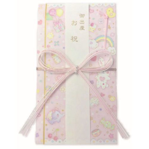 ベビーご祝儀袋 のし袋 たけいみき ベビーピンク クローズピン 出産祝い 中封筒＆短冊付き 金封 多当折り