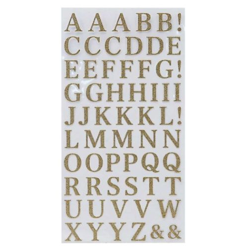 シールシート アルファベット 金 グリッター文字シール ゴールド