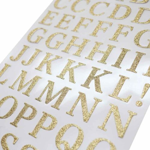 シールシート アルファベット 金 グリッター文字シール ゴールド