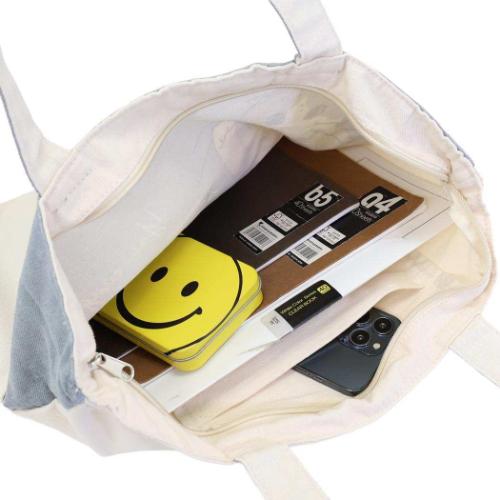 トートバッグ ポケット横型トートバッグ ファスナー付き メリア ねこ ミントイン 手提げかばん かわいい