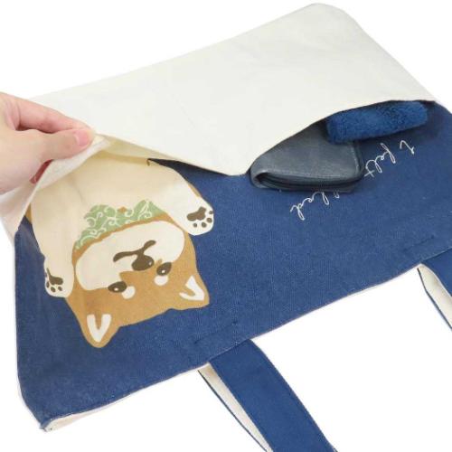 ポケット横型トートバッグ ファスナー付き トートバッグ いぬ 遊んでコータくん ミントイン 手提げかばん かわいい