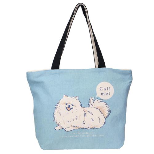 トートバッグ ファスナー付き横型トートバッグ クッキーお呼ばれ LBL いぬ ミントイン A4サイズ対応 手提げかばん