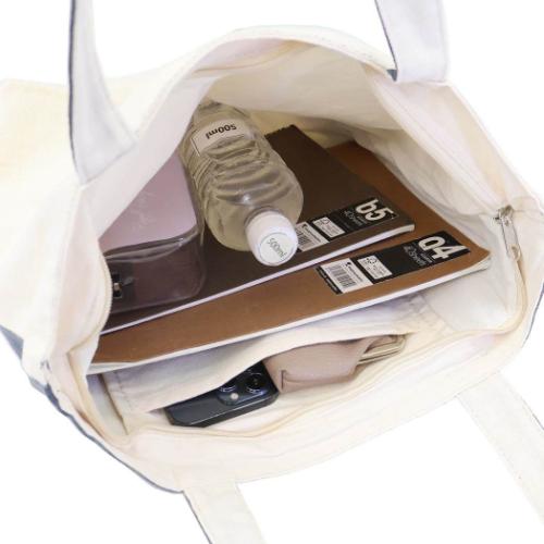 トートバッグ ファスナー付き横型トートバッグ クッキーお呼ばれ LBL いぬ ミントイン A4サイズ対応 手提げかばん