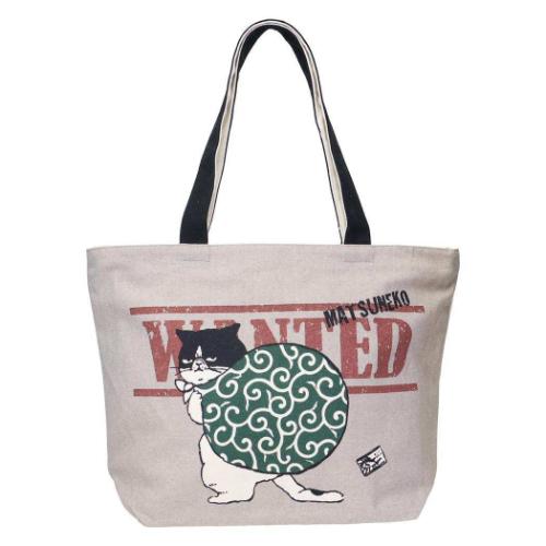 トートバッグ ファスナー付き横型トートバッグ マツネコドロボー GY