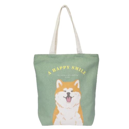 トートバッグ ファスナー付きキャンバストート いぬ グッズ きなこ ミントイン