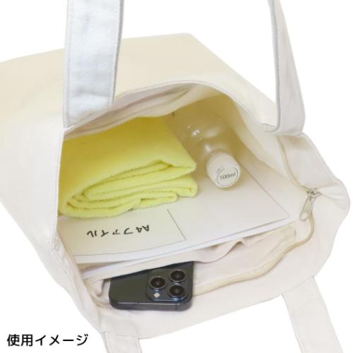 ファスナー付きキャンバストート トートバッグ シャーク＆ホエール ミントイン