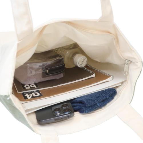 トートバッグ ファスナー付きキャンバストート マツネコおかたづけ ミントイン 手提げかばん