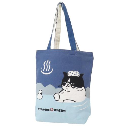トートバッグ ファスナー付きキャンバストート マツネコ温泉 ミントイン ねこ グッズ