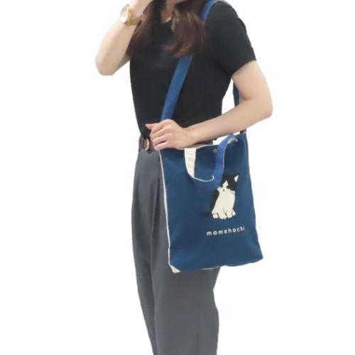 ショルダートート トートバッグ ねこ まめはち ミントイン 斜め掛けかばん