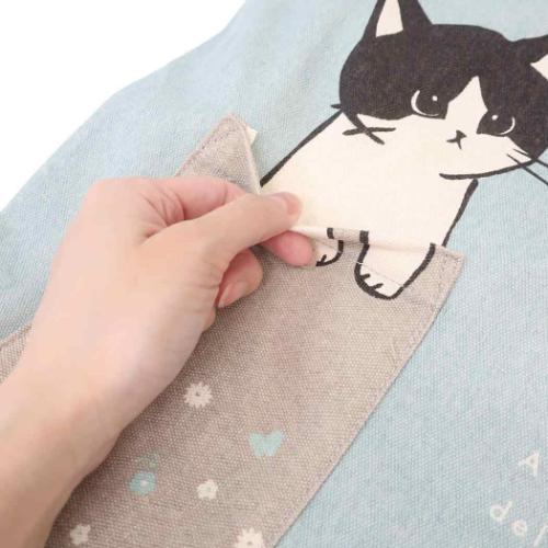 トートバッグ 前ポケットトートバッグ まめはち ねこ ミントイン