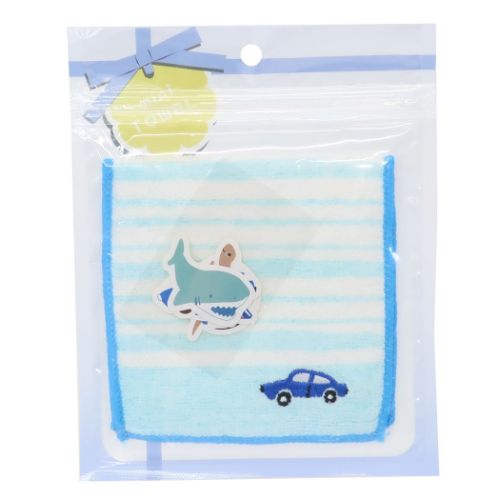 タオルセット ポケットミニタオル＆シールセット くるまBL ミントイン