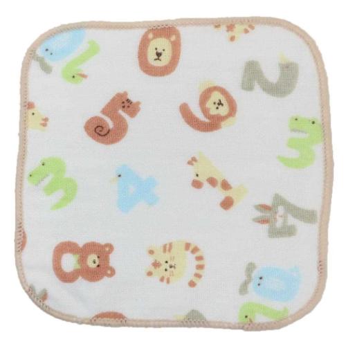 ミニタオル ガーゼミニミニタオル15cm アニマルナンバー ミントイン 汗拭きタオル