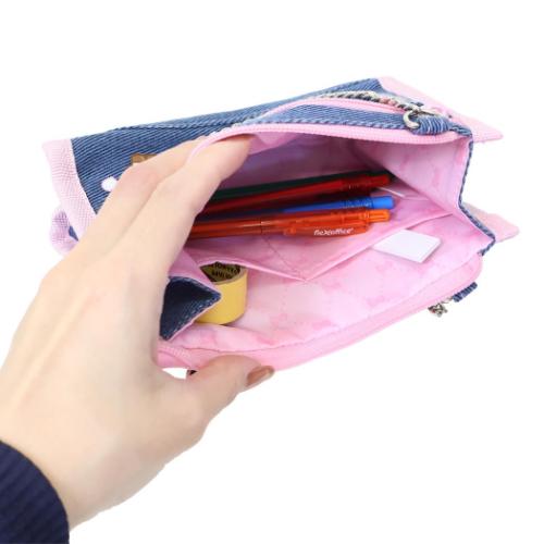 ハローキティ キャラクター ペンケース デニムマルチポーチ ギャル3 WH