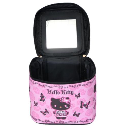 ミラー付きバニティポーチ コスメポーチ ギャル3 BK ハローキティ