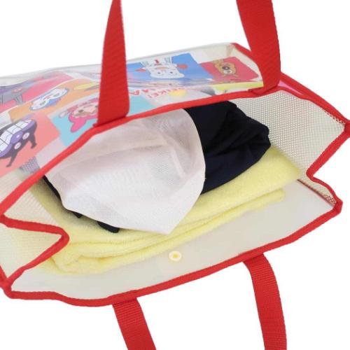 それゆけ!アンパンマン アニメキャラクター ビニールトートバッグ プールバッグ ブロック柄