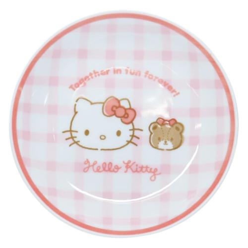 染付ミニ深皿 小皿 ハローキティ チェック 金正陶器 サンリオ : 雑貨