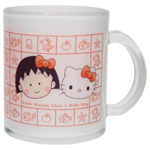 希少レア　サンリオ　ちびまる　マグカップ　2003年製 サンリオ　犬 ちびまる子ちゃん × サンリオ キャラクターズ ガラスマグ みつや