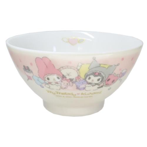 お茶碗 ライスボウル マイメロディ＆クロミ サンリオ マイメロディ50th＆クロミ20th ピンク 金正陶器
