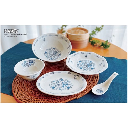 金正陶器 小皿 中華小判皿 ピーナッツ スヌーピー ブルーフラワー 爆買