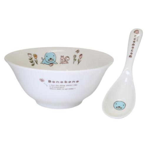 ぼのぼの 中華どんぶり ラーメン＆レンゲセット お花 金正陶器