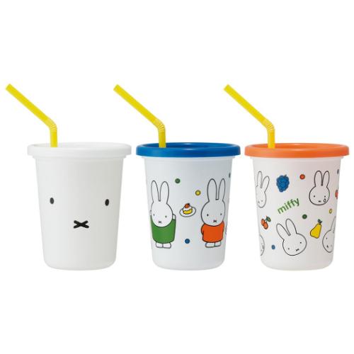 プラコップ ストロー付タンブラー3個セット 320ml ミッフィー21 ミッフィー ディックブルーナ スケーター フタ付きコップ 絵本キャラクター