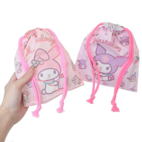 巾着袋 マイメロディ＆クロミ マチ付き巾着 2枚組 ぬいぐるみ サンリオ スケーター