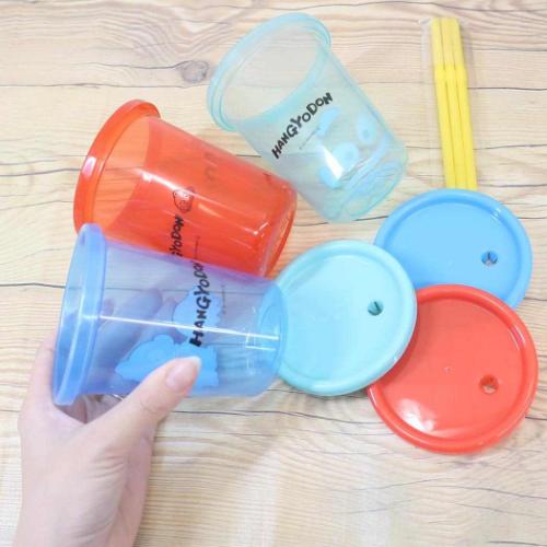 ハンギョドン グッズ 蓋付きプラコップ サンリオ キャラクター ストロー付タンブラー 3個セット 320ml