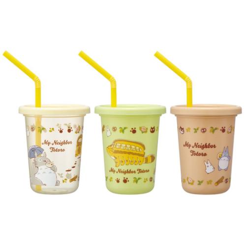 となりのトトロ スタジオジブリ キャラクター プラカップ ストロー付タンブラー3個 ネコバス