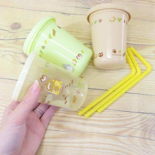となりのトトロ スタジオジブリ キャラクター プラカップ ストロー付タンブラー3個 ネコバス