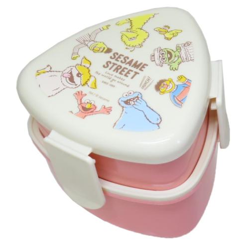 セサミストリート 抗菌三角おにぎり用ランチボックス2段 フォーク付き お弁当箱 500ml レトロ キャラクター
