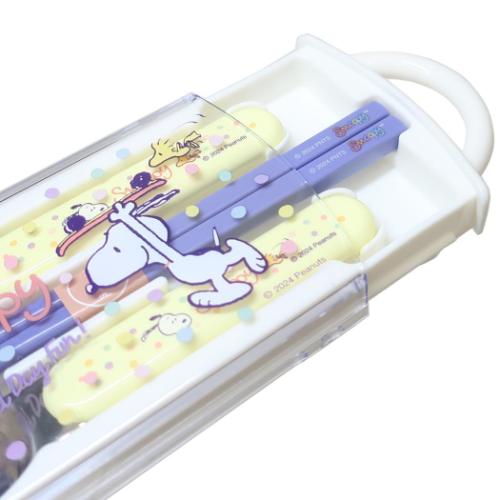 スヌーピー キャラクター お箸＆フォーク＆スプーンセット 抗菌食洗機対応スライドトリオセット スケートボード ピーナッツ グッズ