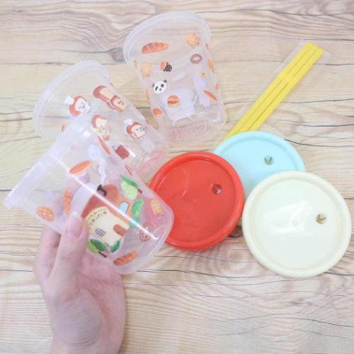 ストロー付タンブラー 3個セット 320ml パンどろぼう 蓋付きプラコップ スケーター グッズ