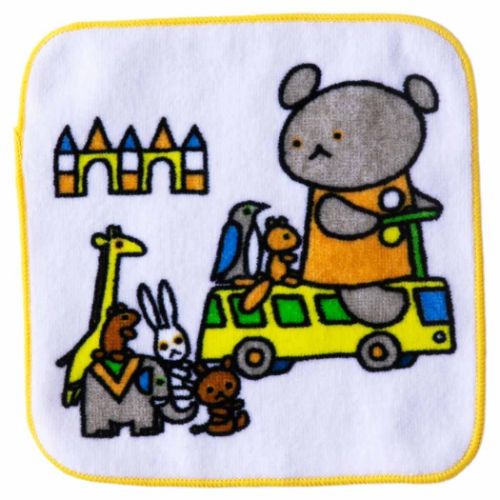 こぐまちゃんえほん 絵本キャラクター ミニタオル パイルミニハンカチ うんてんしゅ ウェーブ