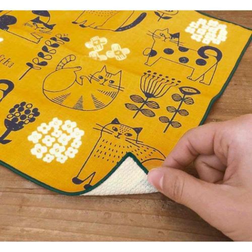 Fika  ハンカチ　ねこと星 ミニタオル FIKA お年賀ハンカチ 猫と星 デコレ : キャラクター