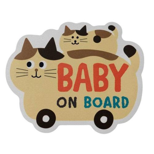 カーステッカー リフレクターCARマグネット みけねこ 猫 デコレ 専用ステッカー セーフティサイン プレゼント
