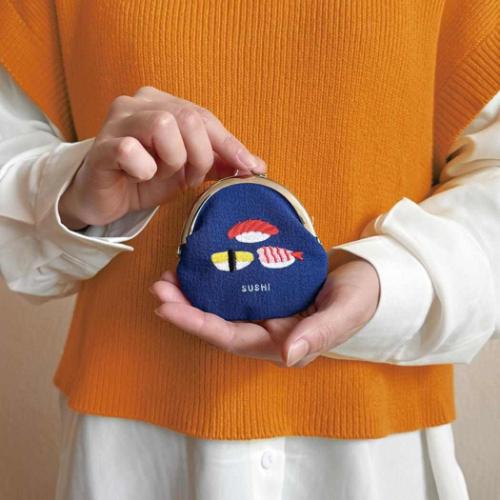 刺繍ガマグチ がま口 おみやげニッポン 寿司 デコレ 小銭入れ コインケース かわいい