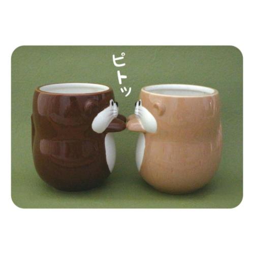 そっとそえ手湯呑 湯飲み カワウソカフェ アニマル カワウソ チョコ デコレ プレゼント ギフト ゆのみ 湯のみ