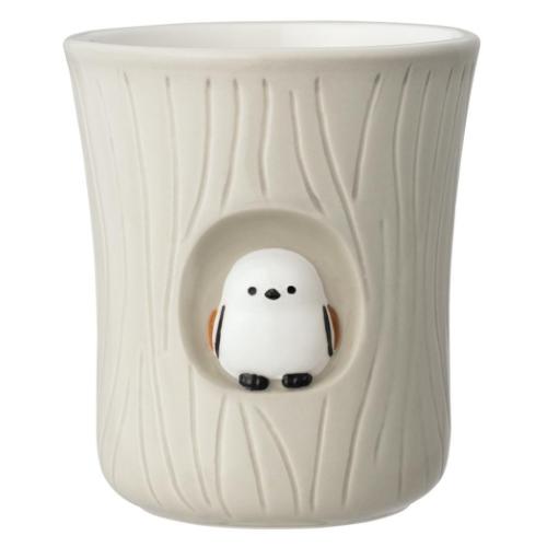 湯飲み 切り株湯呑み ニホンノコトリ Japanese little bird シマエナガ