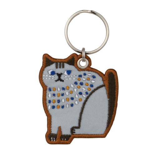 キーリング fikalycka リフレクター刺繍キーリング ねこ CAT BR 反射板 キーホルダー かわいい