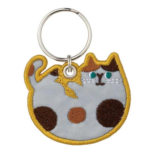 キーリング fikalycka リフレクター刺繍キーリング CAT YE ねこ デコレ 反射板 キーホルダー