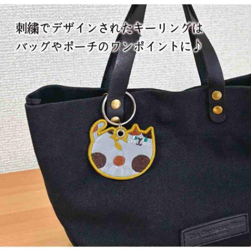 キーリング fikalycka リフレクター刺繍キーリング CAT YE ねこ デコレ 反射板 キーホルダー