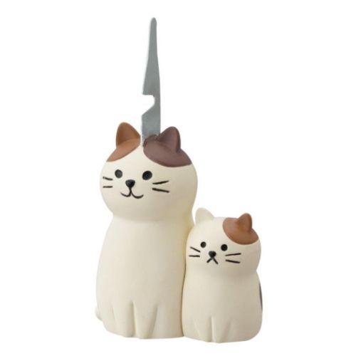 蚊取り線香ホルダー 親子蚊遣り＆火消しマスコット 猫 みけねこ デコレ サマー雑貨