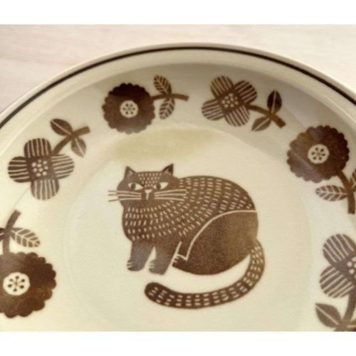 ブランド登録なし ねこグッズ 猫雑貨 中皿 プレート ブラウン