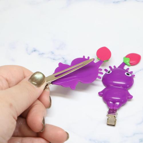 ヘアクリップ 2個セット ピクミン ヘアアクセ サンアート 第二弾 紫ピクミン