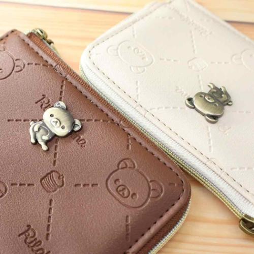 リラックマ キャラクター 定期入れ リール付きコインパスケース 型押し