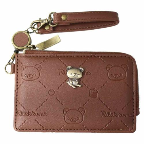 リラックマ キャラクター 定期入れ リール付きコインパスケース 型押し