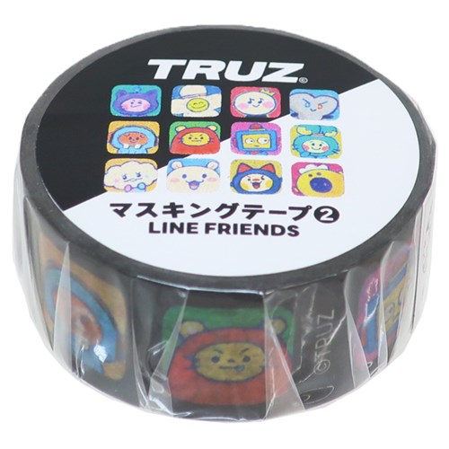 17mmマステ マスキングテープ TRUZ ブラック エンスカイ LINE FRIENDS デコレーション キャラクター