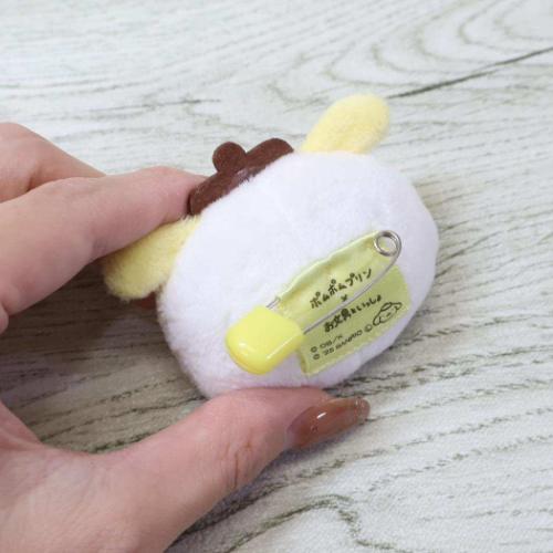 ポムポムプリン ぬいぐるみバッジ ポムポムプリンxお文具といっしょ