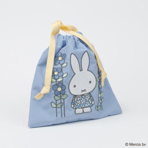 ミッフィー グッズ 巾着袋 ディックブルーナ 絵本キャラクター 巾着 MIFFY EMBROIDERY ブルー