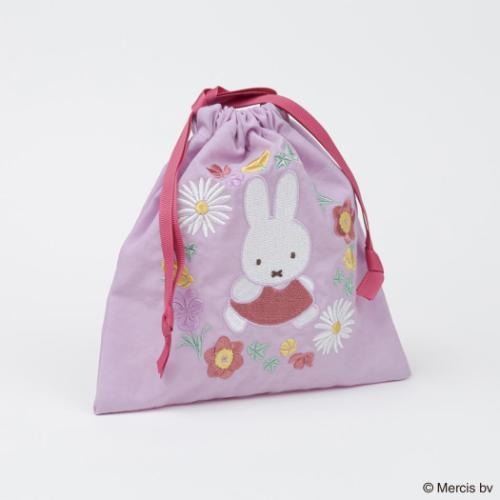 ミッフィー 絵本キャラクター 巾着袋 巾着 MIFFY EMBROIDERY ピンク ディックブルーナ グッズ
